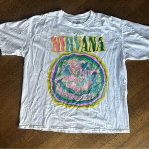 Urban Outfitters Nirvana distressed White Graphic T-Shirt